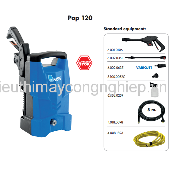 Máy phun xịt rửa xe áp lực cao Fasa Pop 120