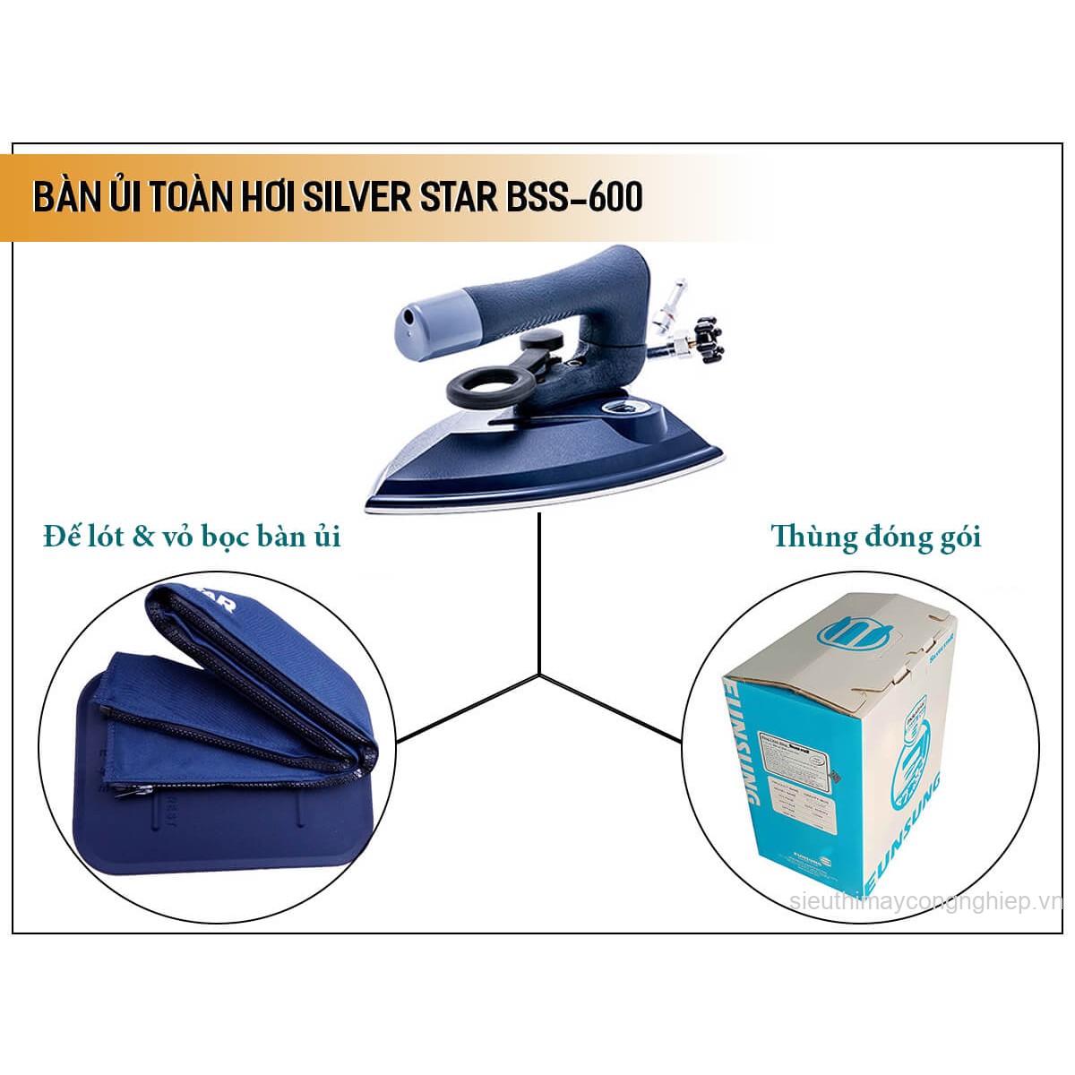 Bàn ủi toàn hơi BSS-600 Silver Star-cần gạt 