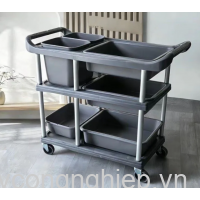 Xe đẩy phục vụ nhà hàng quán ăn 3 tầng Model: B-015N 