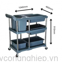 Xe đẩy phục vụ nhà hàng quán ăn 3 tầng Model: B-015N 