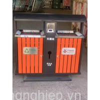 Thùng Rác Ngoài Trời 2 Ngăn Kèm Gạt Tàn 